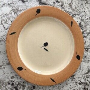 POOLE POTTERY ENGLAND Fresco 10” Salad Plate Terracotta Olive Hand-Painted